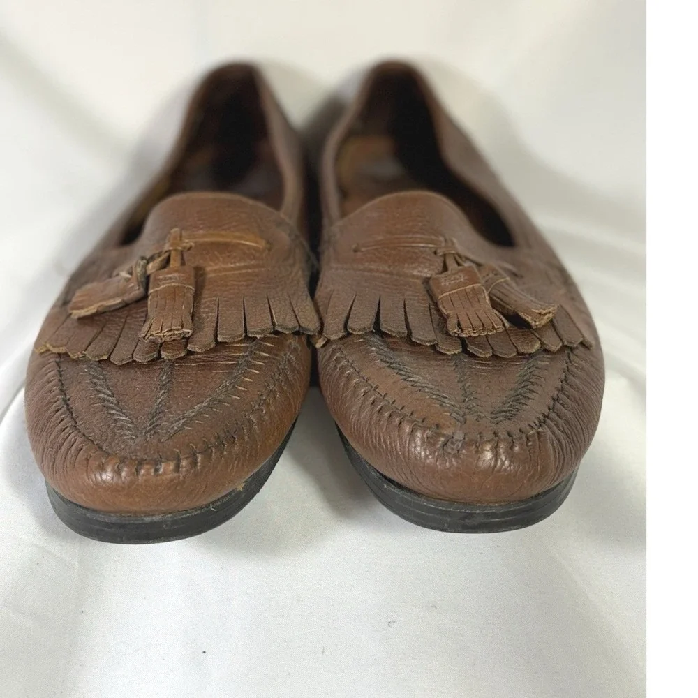 Dexter Brown Tassel Kiltie Leather Men's Brown Loafers 9.5M Made in US 318112